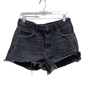 Zara Cut Off Denim Shorts High Rise High Waisted Black Size 10